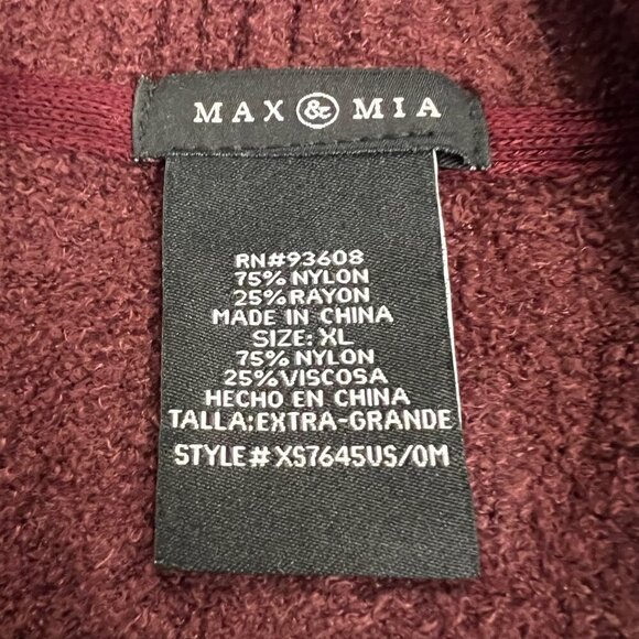 Max Mia Women's Open Front Maroon Cardigan Collared Size XL - Picture 8 of 8